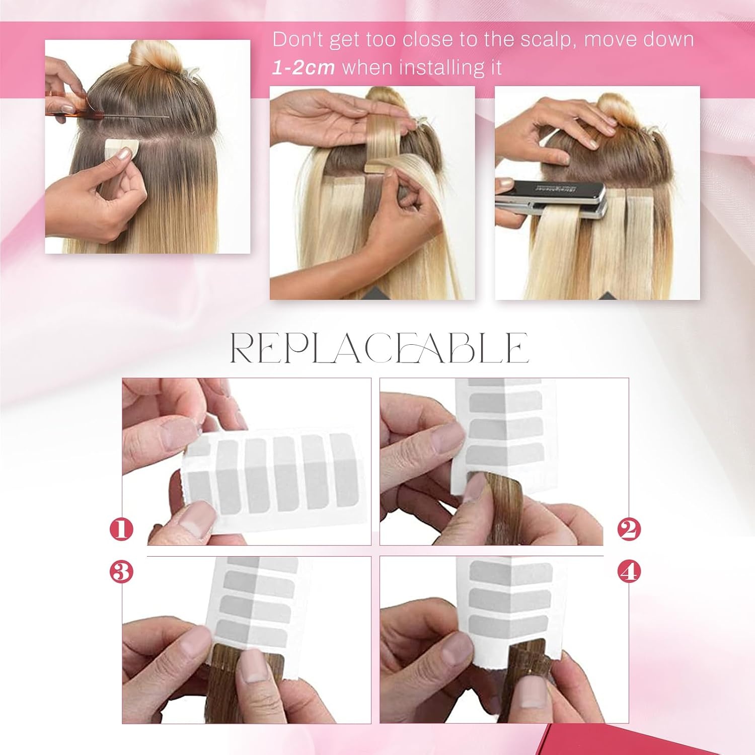 image:imageMoresoo Tape in Hair Extensions Human Hair with Sew in Hair Extensions Balayage 18inch bundle