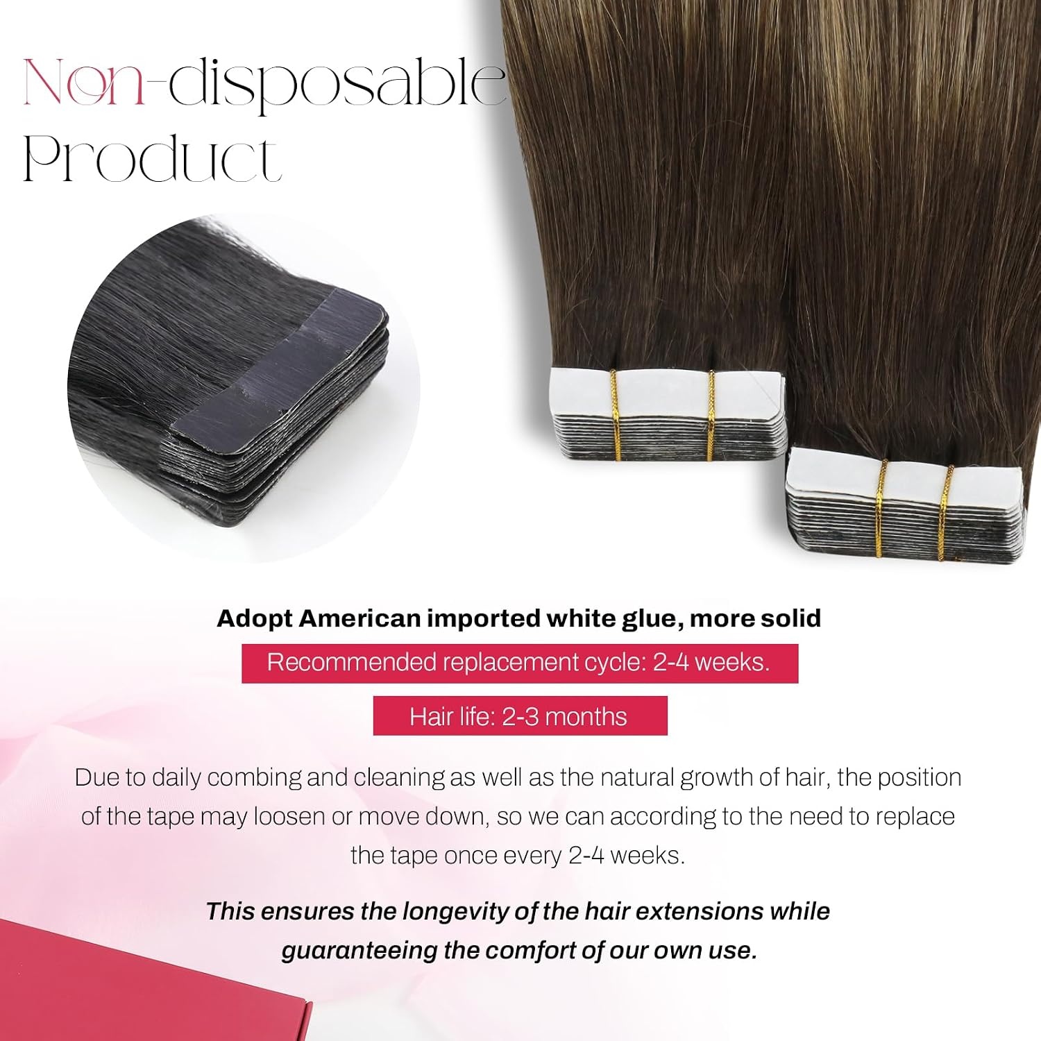 image:imageMoresoo Tape in Hair Extensions Human Hair with Sew in Hair Extensions Balayage 18inch bundle