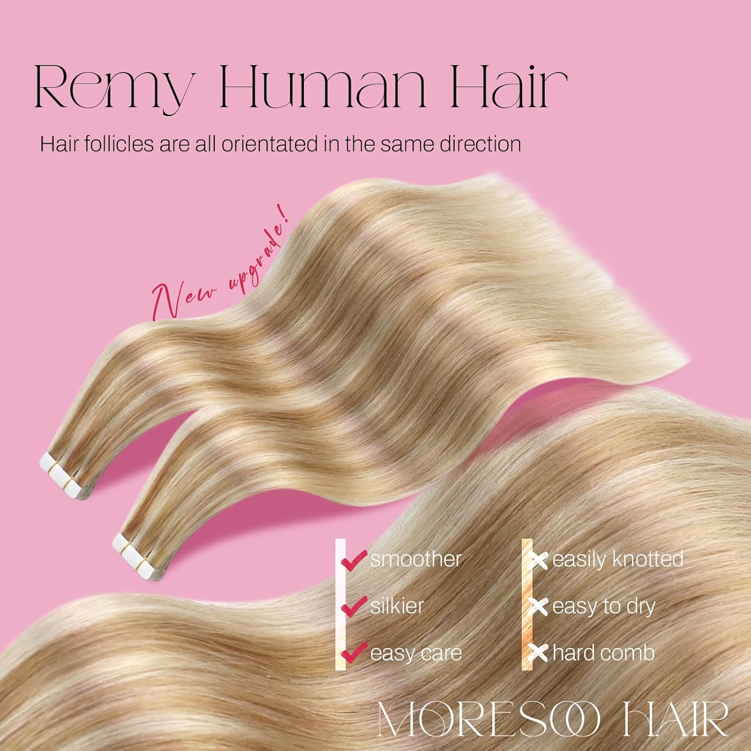 image:imageTape Bundle Total 40 Pieces Tape in Hair Extensions Highlighted 50G50G 40 Pieces Invisible Hair Extensions Silky Straight