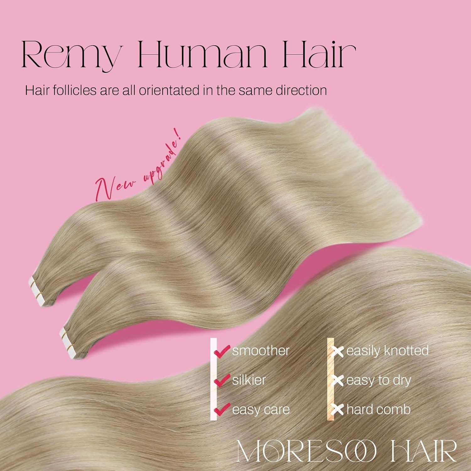 image:imageTape Bundle Total 40 Pieces Tape in Hair Extensions Highlighted 50G50G 40 Pieces Invisible Hair Extensions Silky Straight