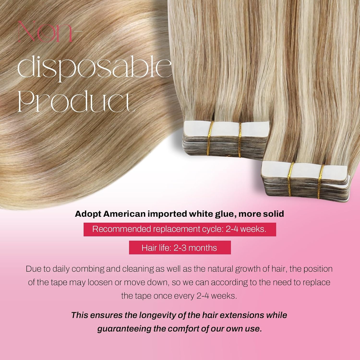 image:imageTape Bundle Total 40 Pieces Tape in Hair Extensions Human Hair Highlighted Tape Hair Extensions Color 6 Brown Highlighted with Blonde 60 Ash Blonde 18 Highlighted with Bleach Blonde 613