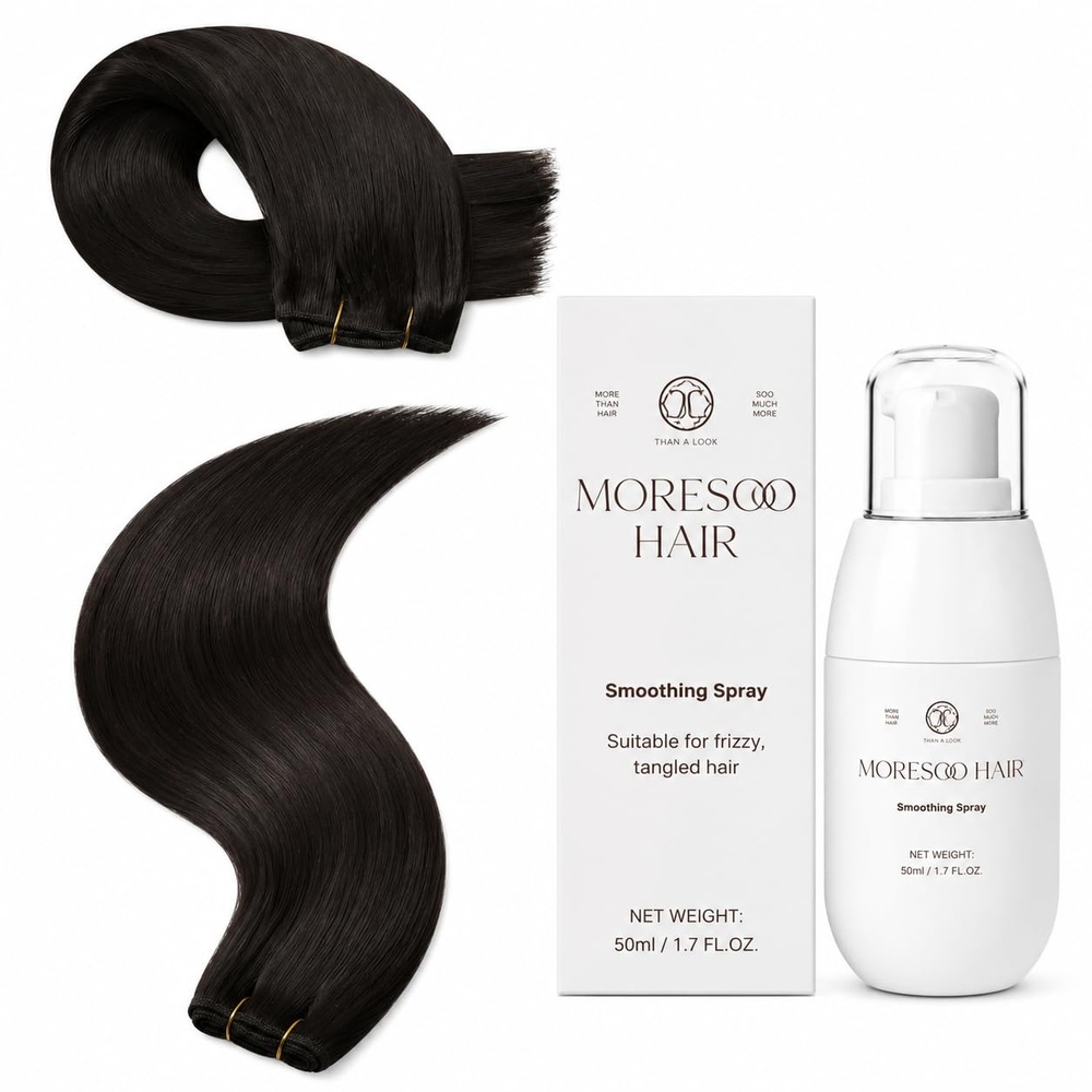 image:imageMoresoo Dark Brown 18 Inch Sew in Hair Extensions with Smoothing Spray