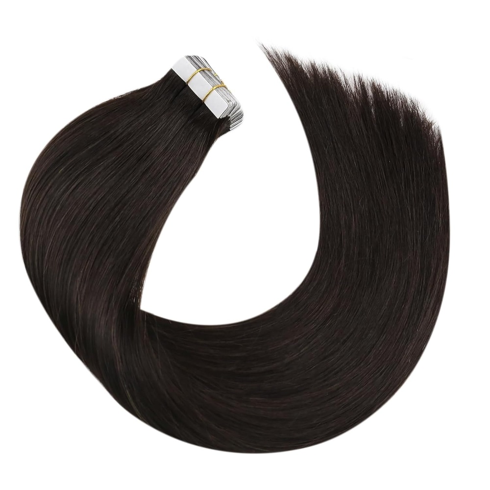 image:imageTape Bundle Total 60 Pieces  Moresoo 14inch Tape in Human Hair Extensions 40g80g Bundle Straight Remy Human Hair Extensions Tape in 2 Darkest Brown