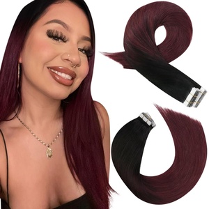 Moresoo #1B/99J Tape Bundle 16 Inch+18 Inch Tape in Hair Extensions Remy Human Hair Fashion Short Hair 100G