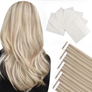 Moresoo Ash Blonde Highlight Tape in Hair Extensions 22 Inch Tabs Bundle