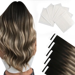 Moresoo Black Brown Tape in Human Hair Extensions 22 Inch Tabs Bundle