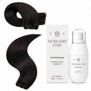 Moresoo Dark Brown 24 Inch Sew in Hair Extensions with Smoothing Spray