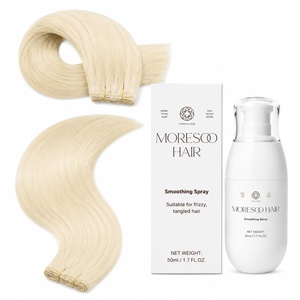 Moresoo Human Hair Weft Extensions 22 inch 100g with Smoothing Spray