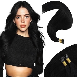 Moresoo I Tip Hair Extensions Human Hair, Jet Black, 28 Inch, 80g