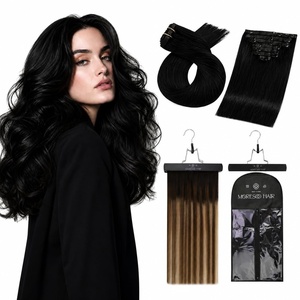 Moresoo Jet Black Clip in Hair Extensions 24 Inch with Storage Bag Bundle