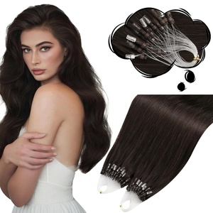 Moresoo Micro Link Hair Extensions Human Hair, Dark Brown, 22 Inch