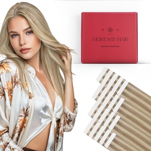Tape Bundle Total 40 Pieces – Moresoo Real Human Hair Tape in 24 Inch Tape in Hair Extensions Real Human Hair #P6/60 & #16/22 Skin Weft Soft Hair 50g+50g