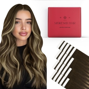 Tape Bundle Total 40 Pieces – Moresoo Tape in Hair Extensions Real Human Hair 12 Inch Real Hair Extensions #4/10/16 & #4/27/4 Tape in Straight Remy Hair
