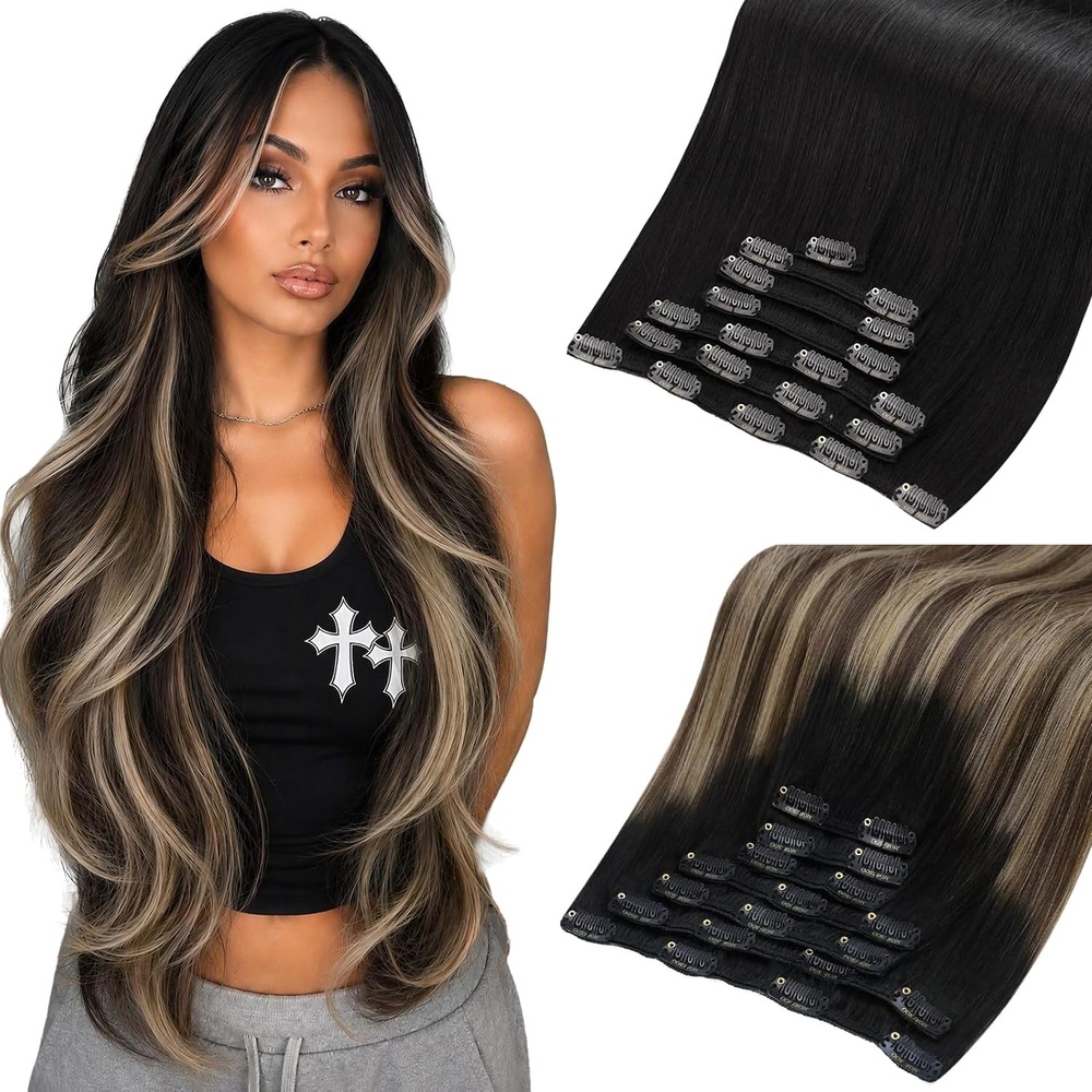 image:imageMoresoo Black to Blonde Clip ins 24in 270g Bundle