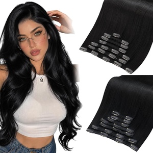 Moresoo Natural Black Blue Black Clip ins 24in and 26in 280g Bundle