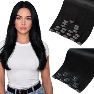 Moresoo Natural Black Jet Black Clip ins 24in and 22in 200g Bundle