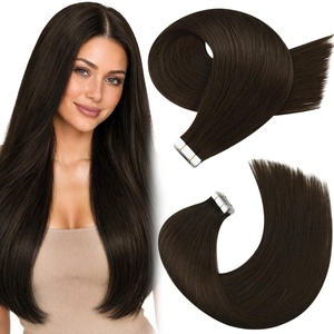Moresoo Tape Ins Human Hair Extensions Dark Ash Brown 16in 20Pcs 50g