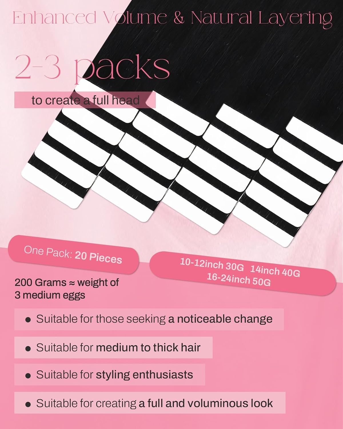 image:imageMoresoo 16 Inch Black Clip in and Tape in Human Hair Extensions Bundle