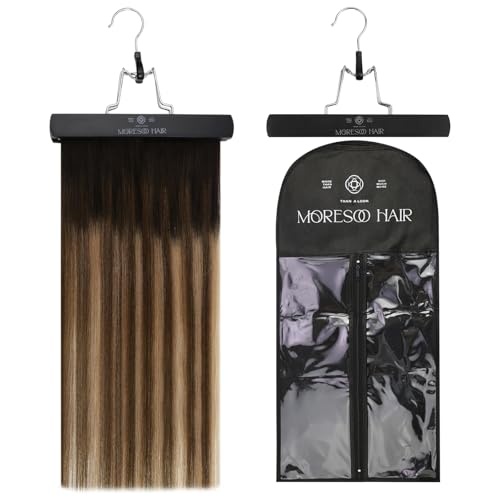 image:imageMoresoo 16 Inch Jet Black Clip in Hair Extensions and Storage Bag Bundle
