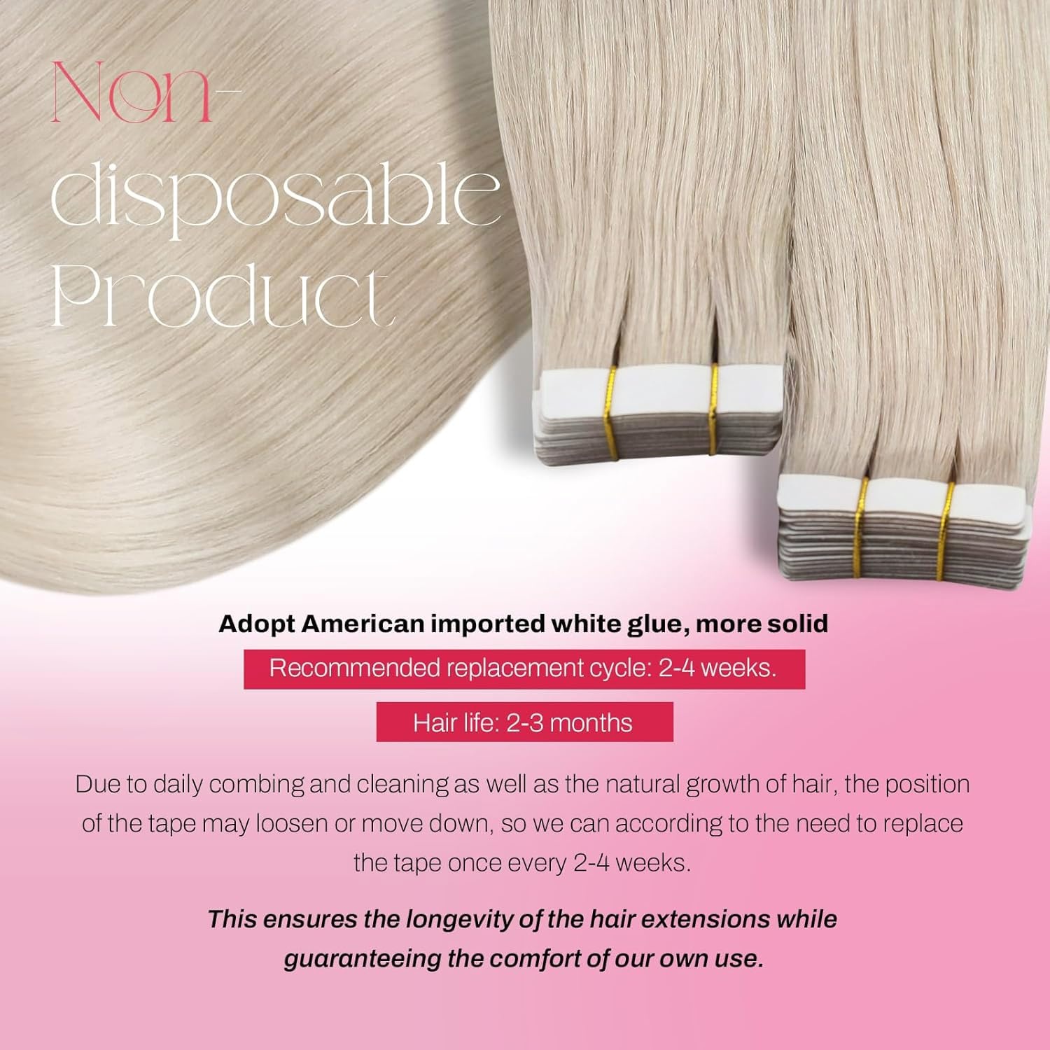 image:imageMoresoo Jet Black Clip in and Platinum Blonde Tape in Extensions Bundle