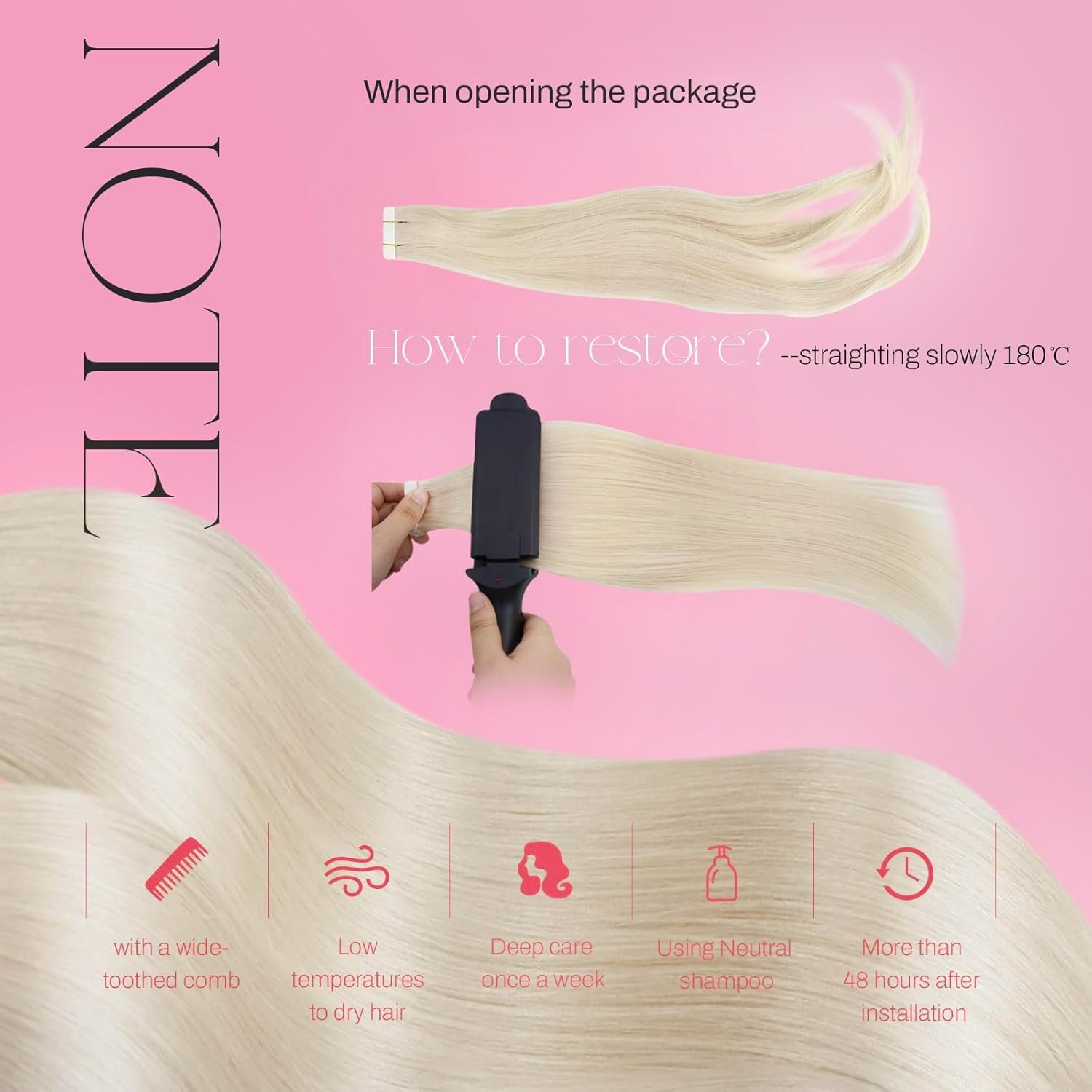 image:imageMoresoo Jet Black Clip in and Platinum Blonde Tape in Extensions Bundle